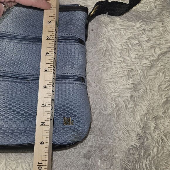 THE SAK Olvera Steal Blue Canvas Crossbody Bag Gray Blue Multi Pocket - Picture 15 of 16